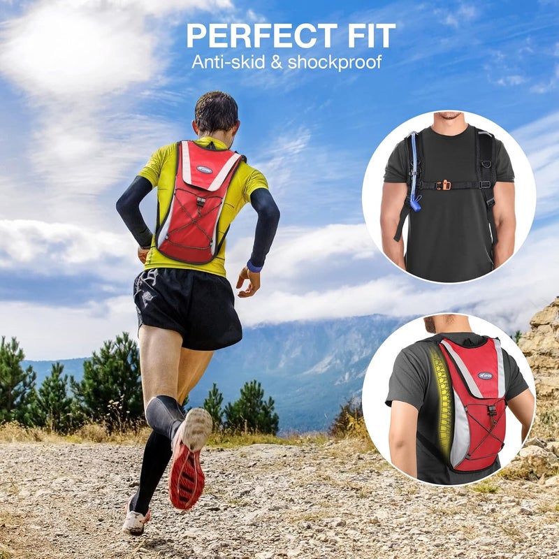 KUYOU Running Hydration Vest - Lightweight Insulated Hydration Backpack with 2L Water Bladder, Adjustable Chest Straps and Reflective Water Backpack for Trail Running Marathon Race Hiking Cycling - Image 5